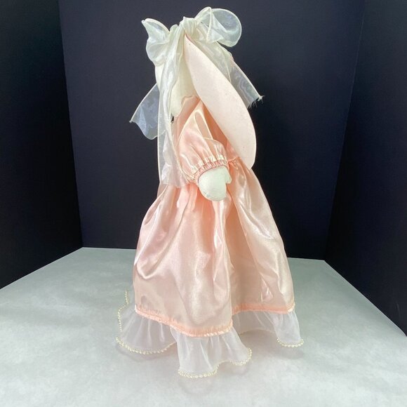 Vintage Handmade Fabric Bunny Rabbit Doll Dress and Faux Pearls - Picture 5 of 8